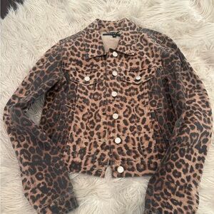 Veronica Beard Leopard Print Jean Jacket